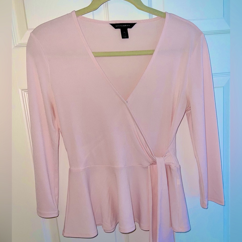 Pink Banana Republic Wrap Blouse